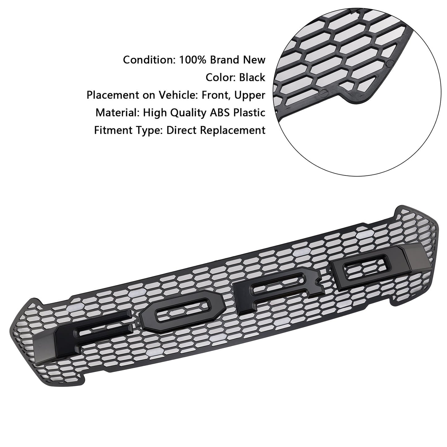 2015-2019 Ford Ranger T7 Matte Black Front Bumper Grill Grille W/LED