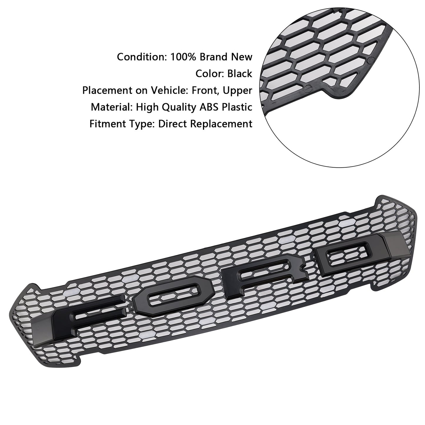 2015-2019 Ford Ranger T7 Matte Black Front Bumper Grill Grille W/LED Generic