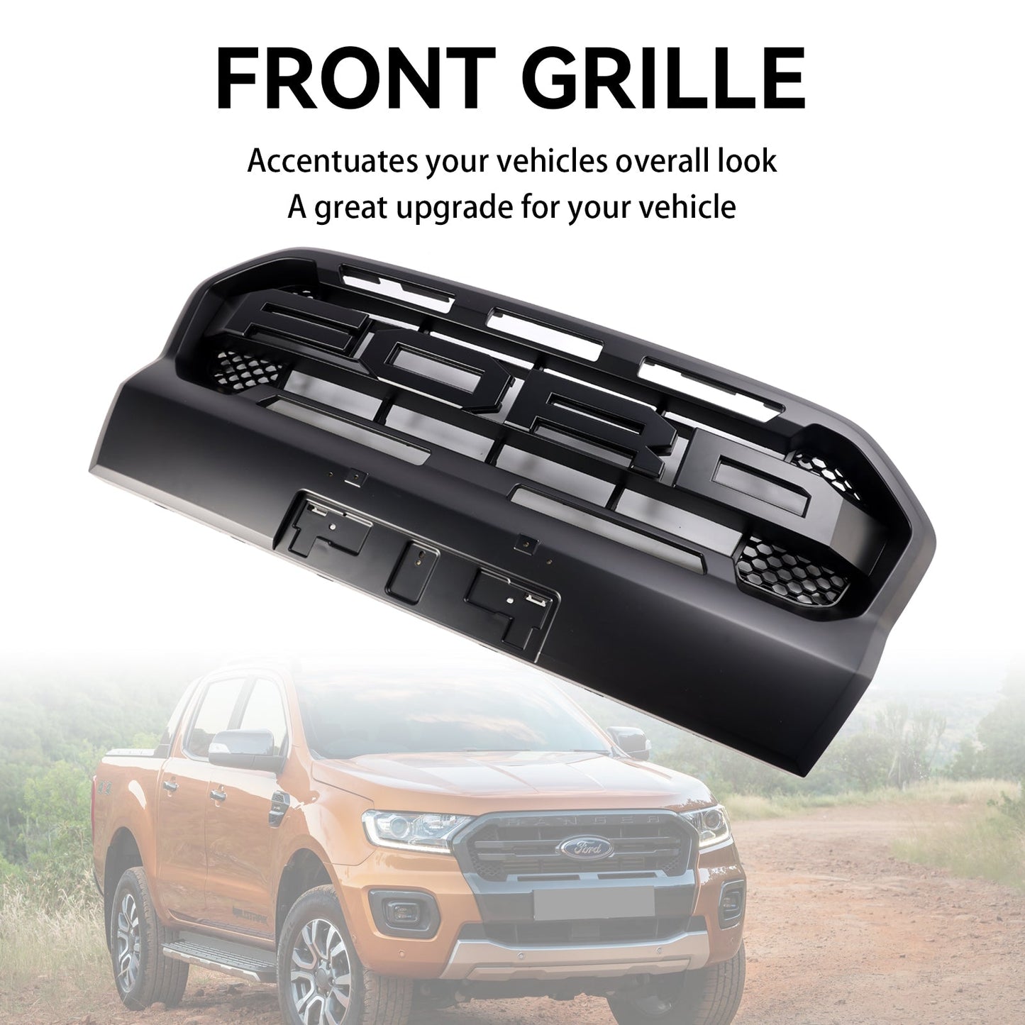 2019-2023 Ford Ranger Wildtrak Front Bumper Black Grille Raptor Sport Replacement Grill With Letter