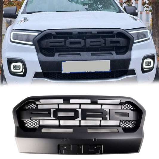 2019-2023 Ford Ranger Wildtrak Front Bumper Black Grille Raptor Sport Replacement Grill With Letter