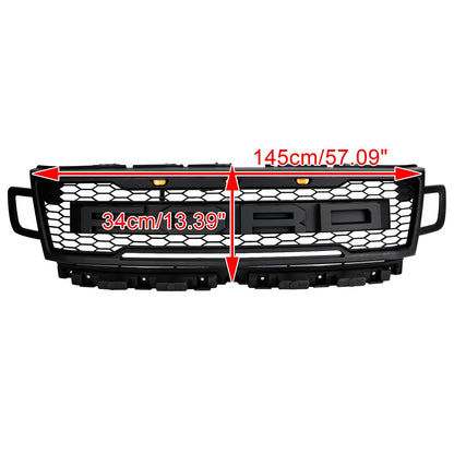 2018-2021 Ford Expedition Front Raptor Grill Matte Black Replacement Grille With LED Light