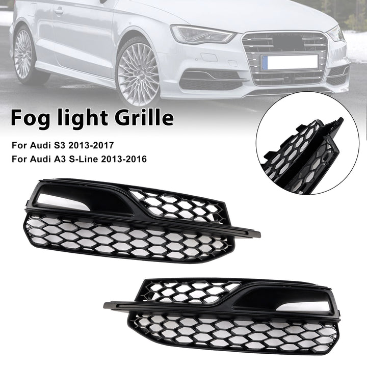 2013-2016 Audi S3 8V 8V3807681L Front Bumper Fog Light Cover Black Grill