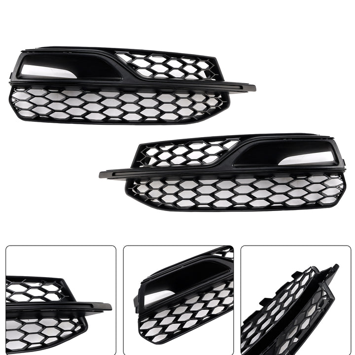 2013-2016 Audi S3 8V 8V3807681L Front Bumper Fog Light Cover Black Grill
