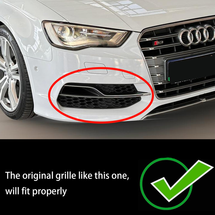 2013-2016 Audi S3 8V 8V3807681L Front Bumper Fog Light Cover Black Grill