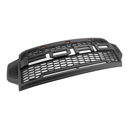 Ford F250 F350 F450 F550 | 2021 2022 | Raptor Front Grille | Matte Black | Upper Bumper Replacement Grill W/ Letter & LED