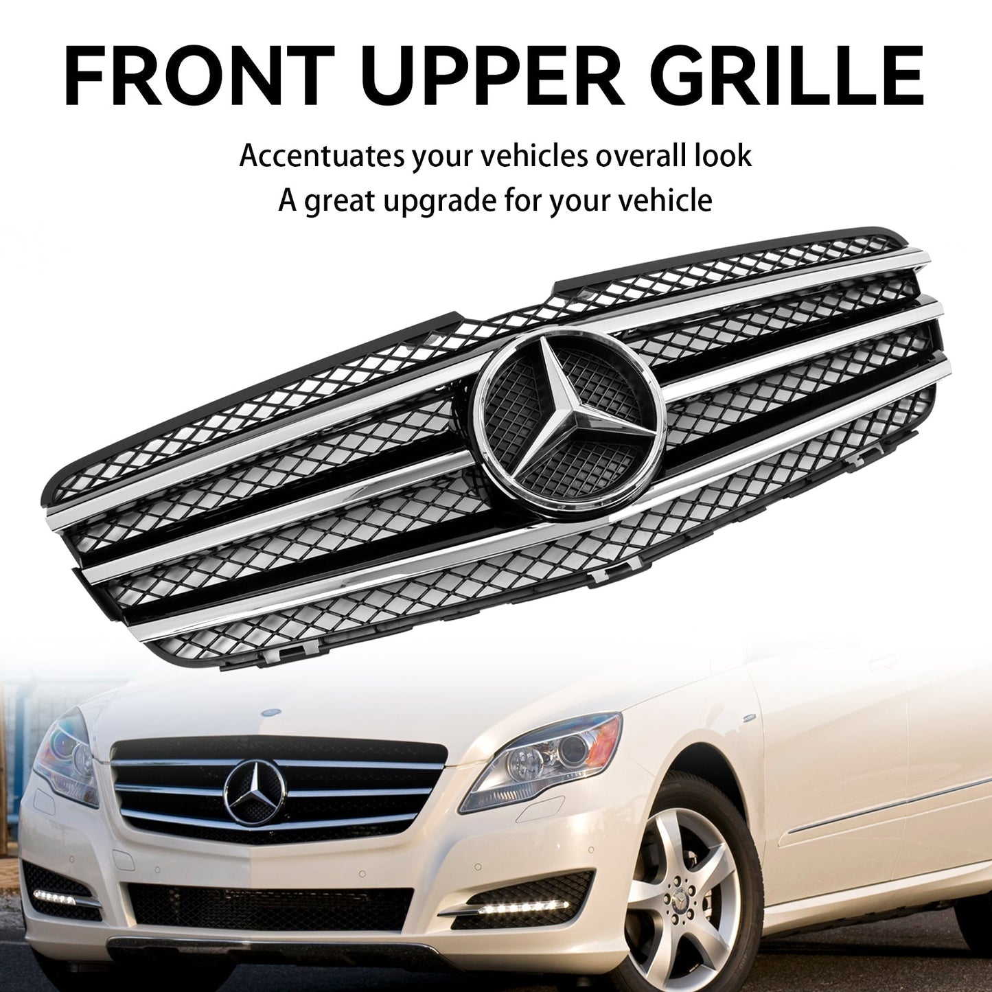 2010-2013 Mercedes-Benz R-Class W251 R300/350/500/320CDI Front Bumper Grille Chrome Black Replacement Grill