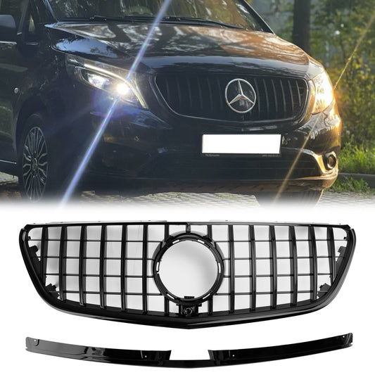 2015-2019 Mercedes Benz Vito W447 111CDI 114CDI 116CDI 119CDI GT Stlye Front Bumper Grill Gloss Black Grill