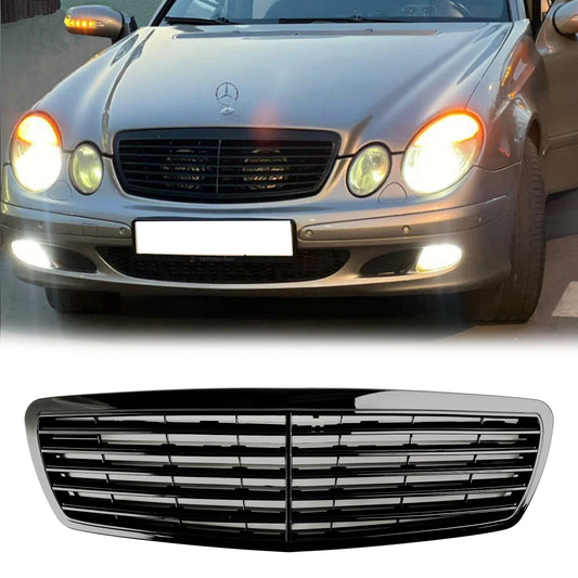 2002-2006 Mercedes-Benz W211 E-Class E320 E350 E500 E55 Front Grill Glossy Black Grille