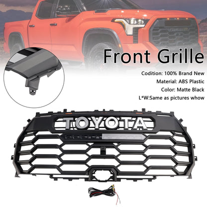 2022-2025 Toyota Tundra Grill Honeycomb TRD PRO Black Front Air Intake Radiator Grille W/ LED & Letter & Light Bar