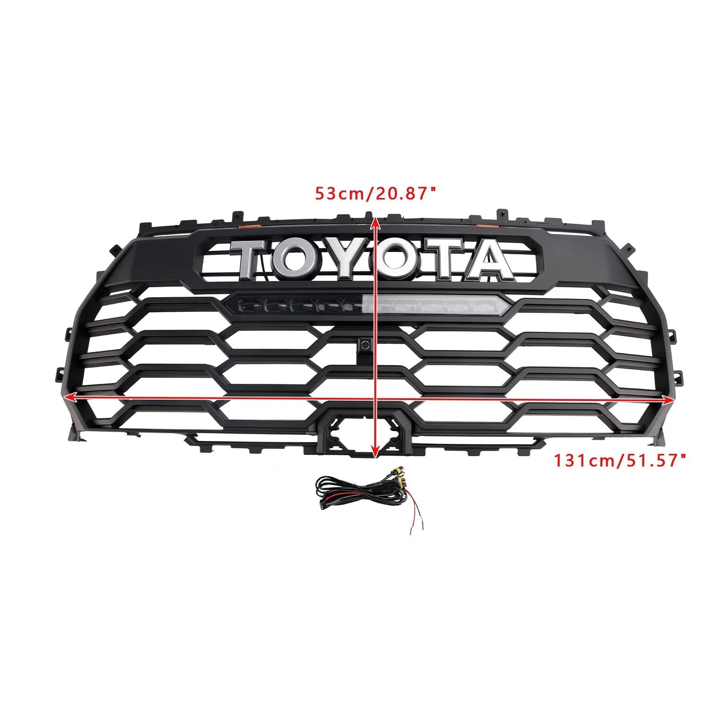 Toyota Tundra TRD PRO Front Bumper Grille 2022 2023 2024 2025 Radiator Black Replacement Grill With LED + Camera Hole & Light Bar