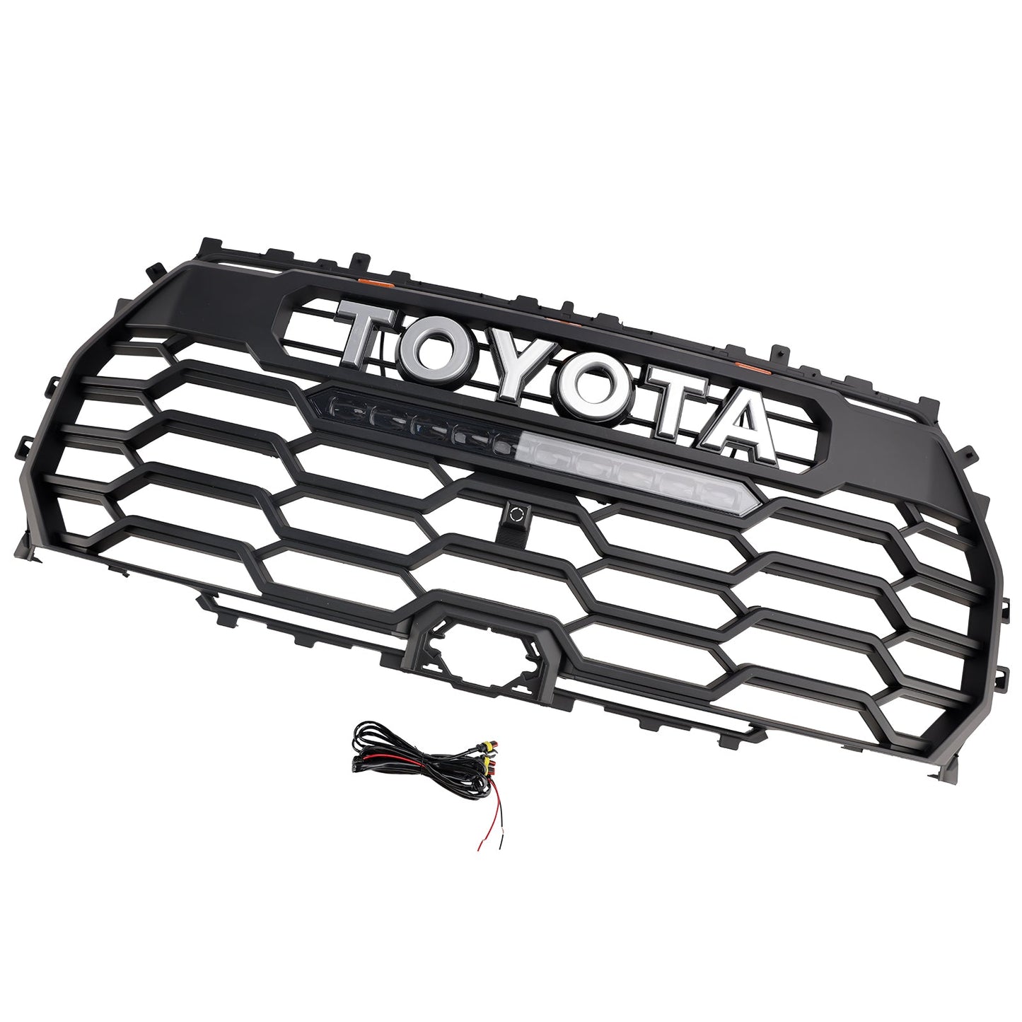 Toyota Tundra TRD PRO Front Bumper Grille 2022 2023 2024 2025 Radiator Black Replacement Grill With LED + Camera Hole & Light Bar