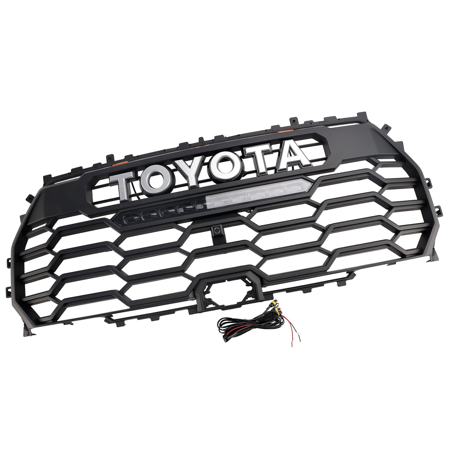 Toyota Tundra TRD PRO Front Bumper Grille 2022 2023 2024 2025 Radiator Black Replacement Grill With LED + Camera Hole & Light Bar