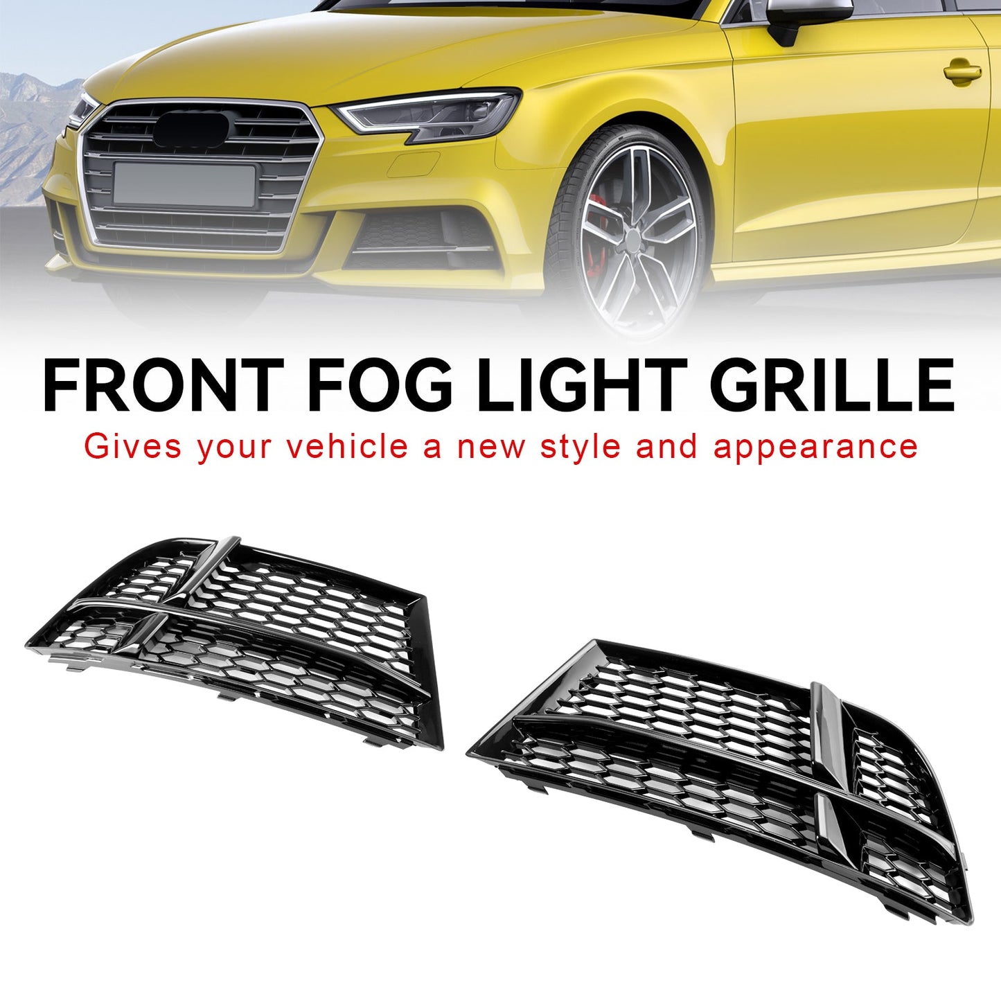 2016.05-2020 Audi A3 8V S-Line Sedan/Sportback/Convertible Front Fog Light Cover Bezel Grille