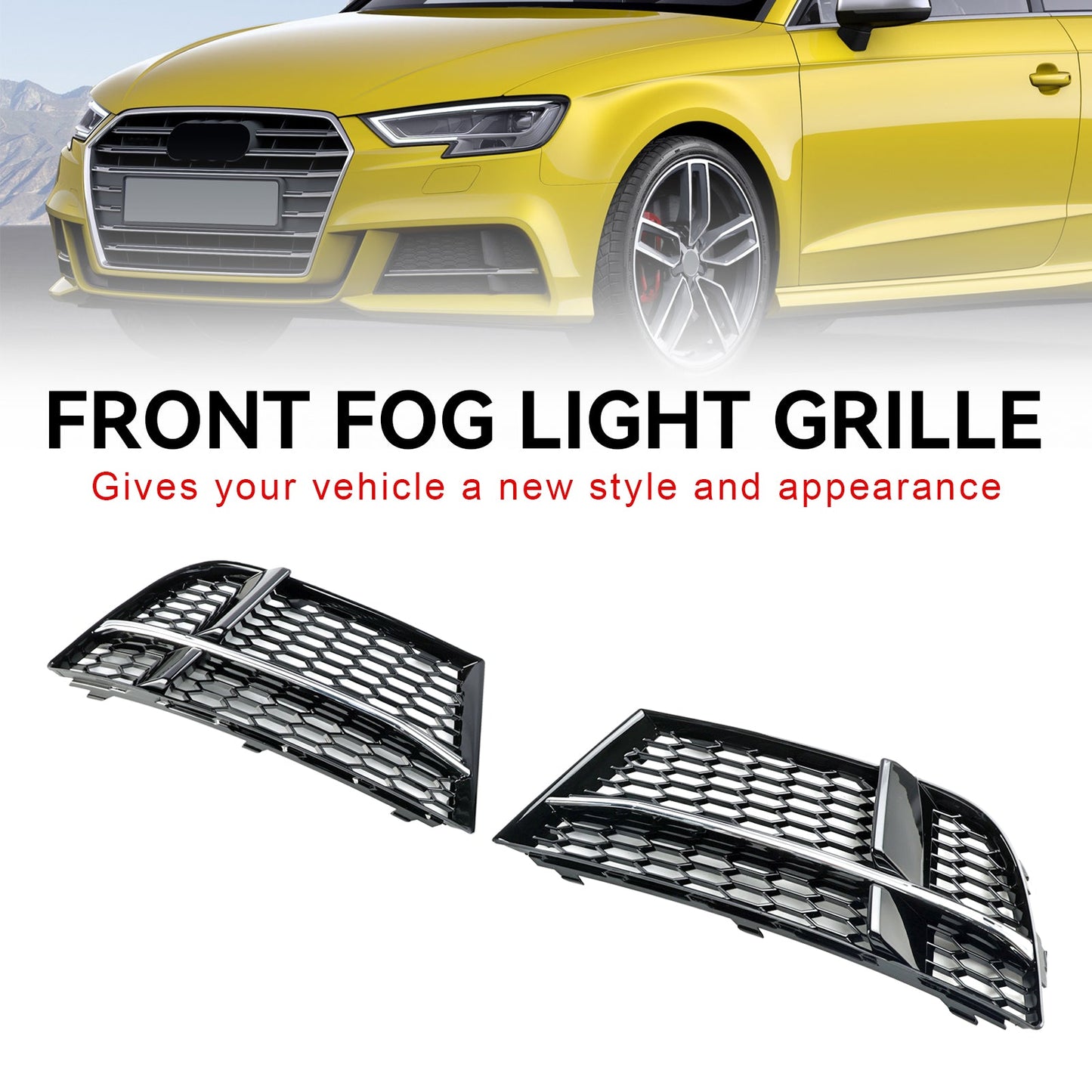 2016.05-2020 Audi A3 8V S-Line Sedan/Sportback/Convertible Front Fog Light Cover Bezel Grille