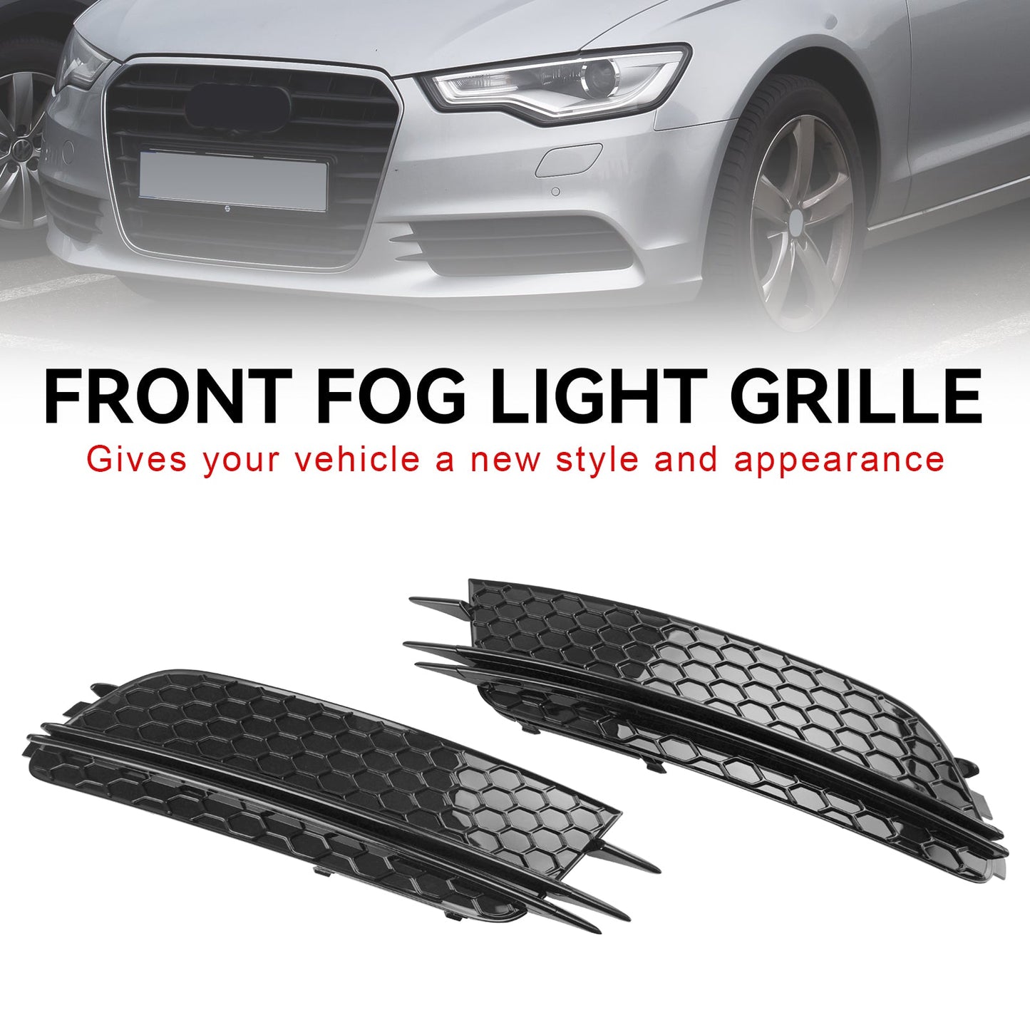 Audi 2012-2015 A6 C7 2PCS Front Fog Light Cover Bezel Grille