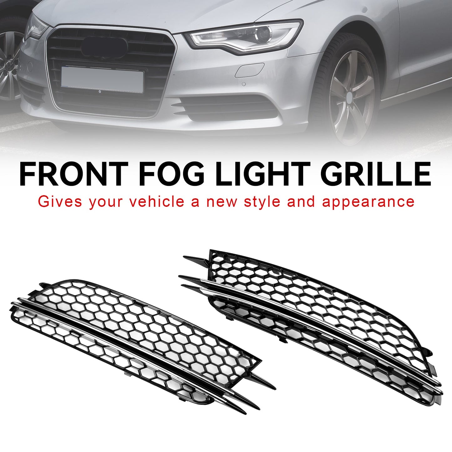 Audi 2012-2015 A6 C7 2PCS Front Fog Light Cover Bezel Grille