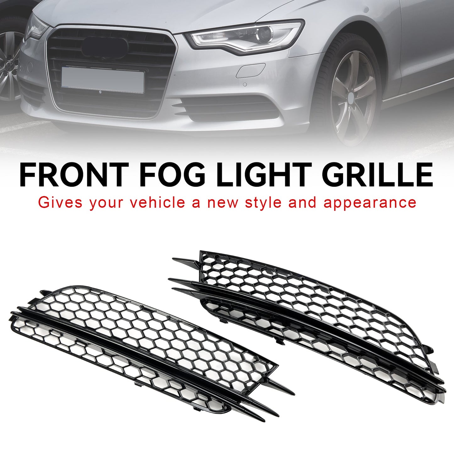 Audi 2012-2015 A6 C7 2PCS Front Fog Light Cover Bezel Grille