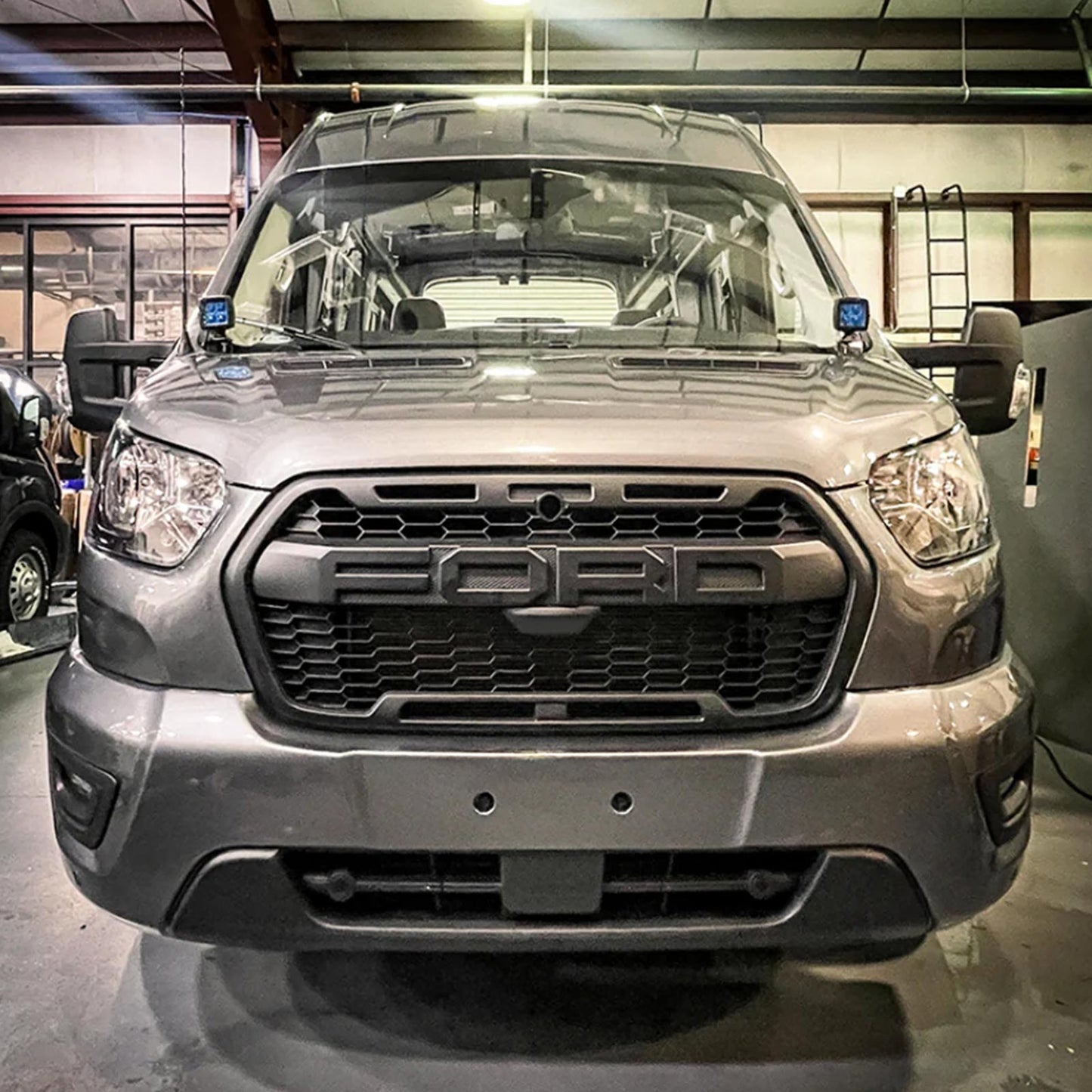 Raptor Style Grill 2019-2026 Ford Transit 150 250 350 Front Bumper Grill Replacement Matte Black Grill