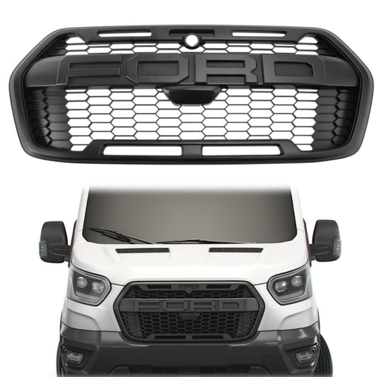2020-2024 Ford Transit T150 T250 T350 MK8 Raptor Style Front Grille Replacement Honeycomb Black Grill