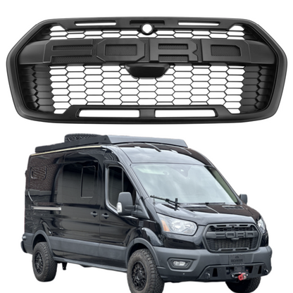 Raptor Style Grill 2019-2026 Ford Transit 150 250 350 Front Bumper Grill Replacement Matte Black Grill