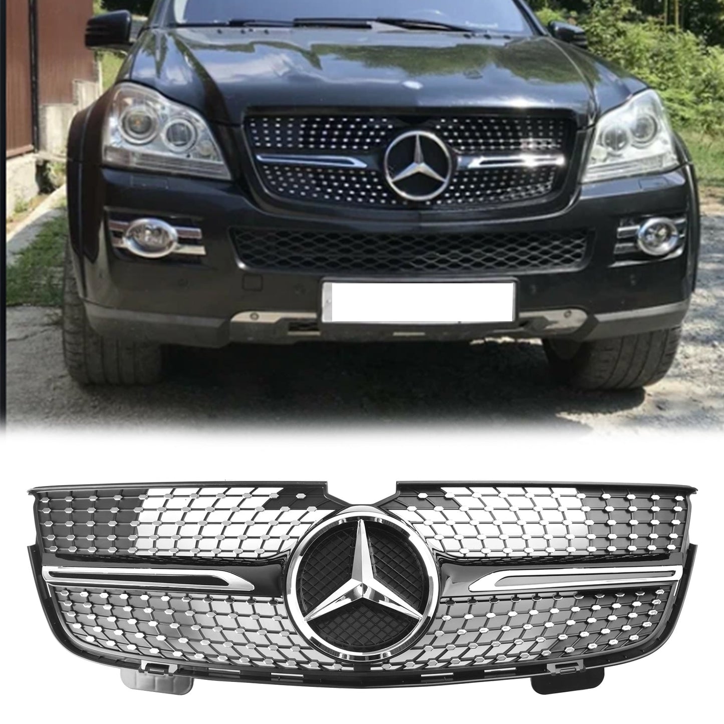 Benz 2007-2009 GL-Class X164 GL350 Chrome Diamonds Mercedes Grill Front Bumper Grille