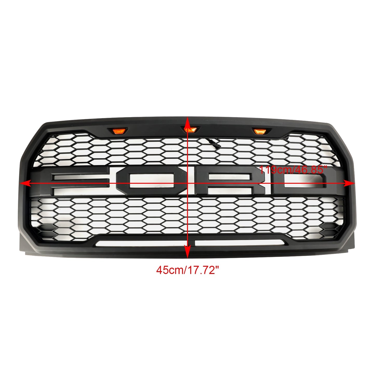 2015-2017 Raptor Grille Ford F150 Black / Gray Front Bumper Honeycomb Grill With LED