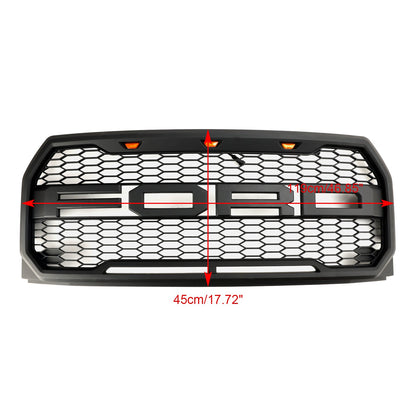 2015-2017 Raptor Grille Ford F150 Black / Gray Front Bumper Honeycomb Grill With LED