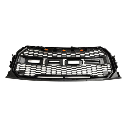2015-2017 Raptor Grille Ford F150 Black / Gray Front Bumper Honeycomb Grill With LED