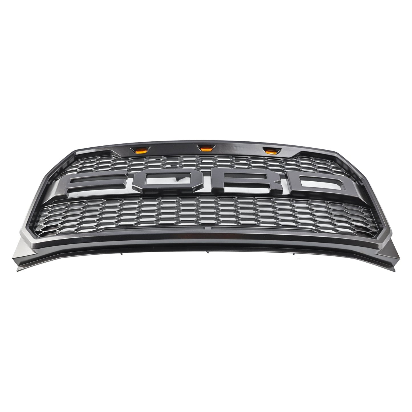 2015-2017 Ford F150 Raptor Style Front Bumper Grill W/ LED Replacement Gray Grille