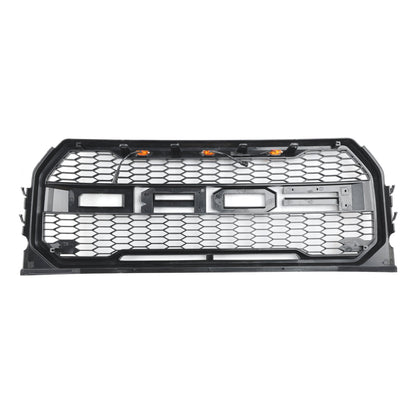 2015-2017 Raptor Grille Ford F150 Black / Gray Front Bumper Honeycomb Grill With LED