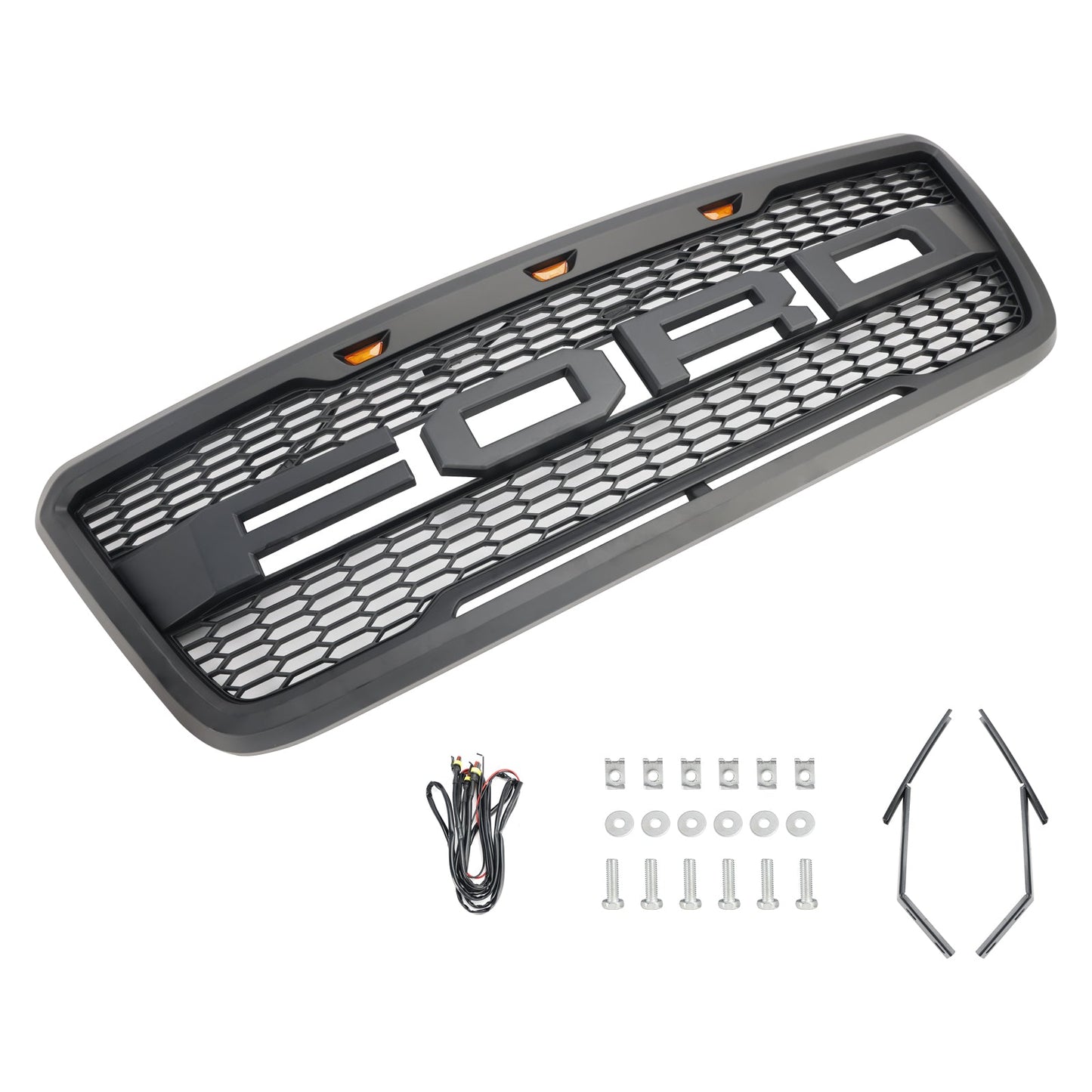 2004-2008 Ford F150 Raptor Style Grille Black/Grey Black Choose
