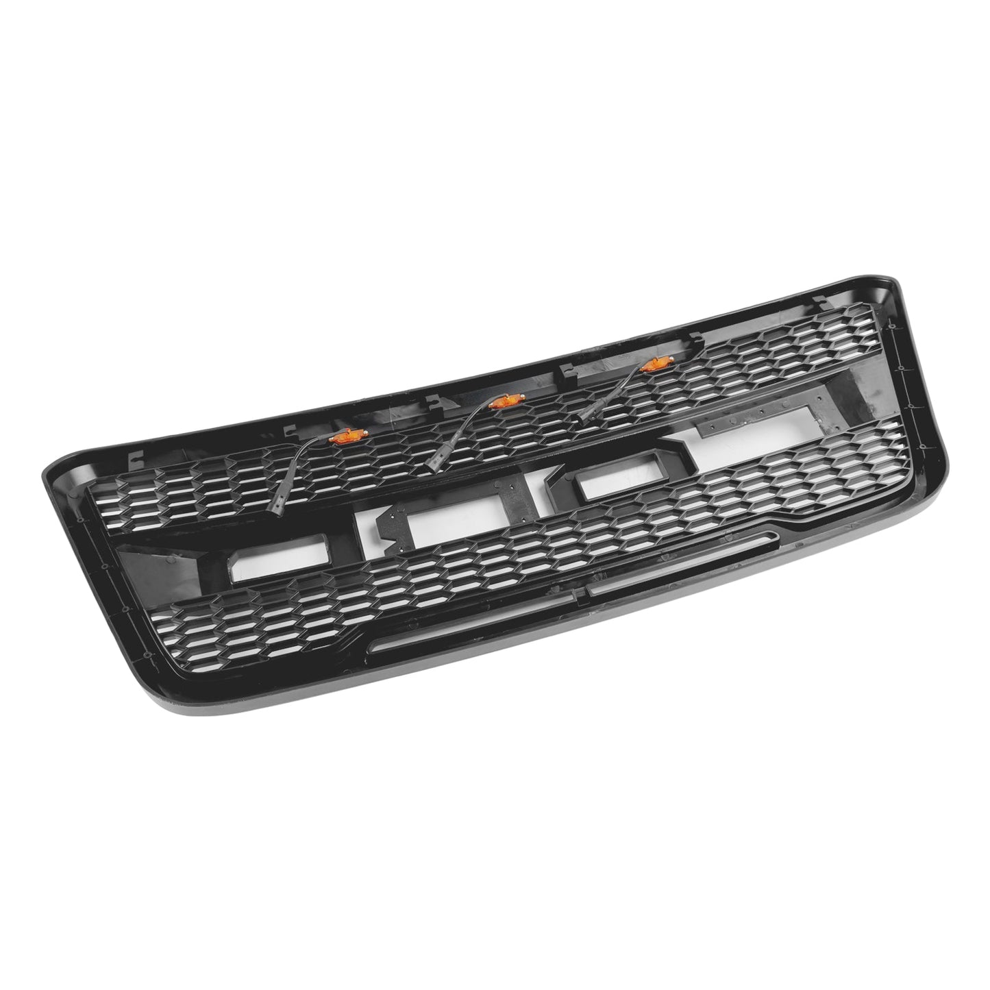 2004-2008 Ford F150 Raptor Style Gray Black Front Mesh Hood Grill Grille Replacement With LED