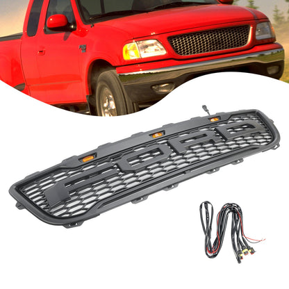 1999-2003 Ford F150 W/ Led Matte Black Front Honeycomb Bumper Grille Grill Generic