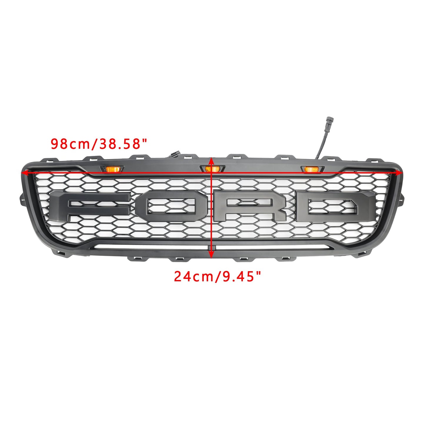 Ford F150 1999 2000 2001 2002 2003 Raptor style Grill Front Bumper Replacement Black Grille W/ LED Light