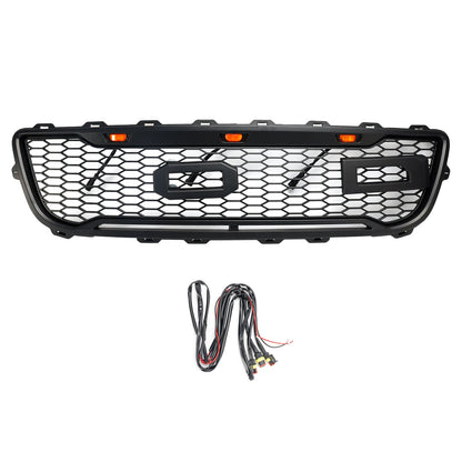 1999-2003 Raptor Style Ford F150 Matt Black Front Grill Replacement Honeycomb Grille + LED Light + Letter
