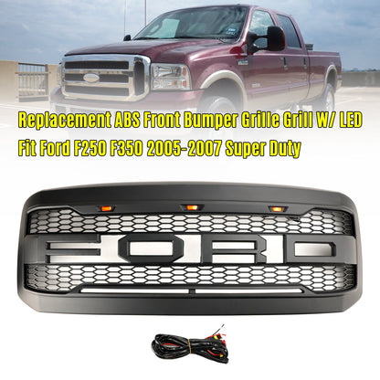 Ford F250 F350 2005-2007 Super Duty Front Bumper Grill Grille W/ LED Generic