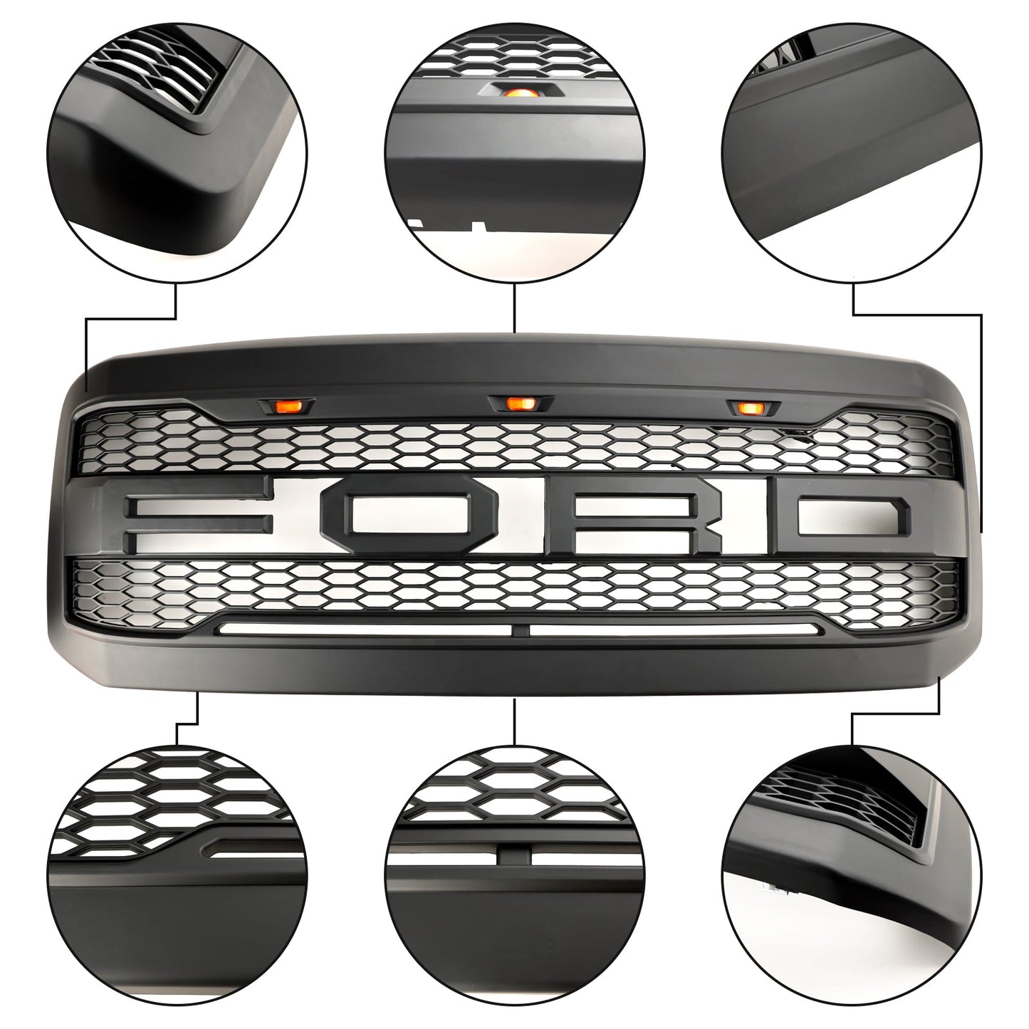 Ford F250 F350 2005-2007 Super Duty Front Bumper Grill Grille W/ LED Generic