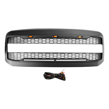 2005-2007 Ford F250 F350 F450 Super Duty Black Front Bumper Honeycomb Grille With LED Raptor Style Grill