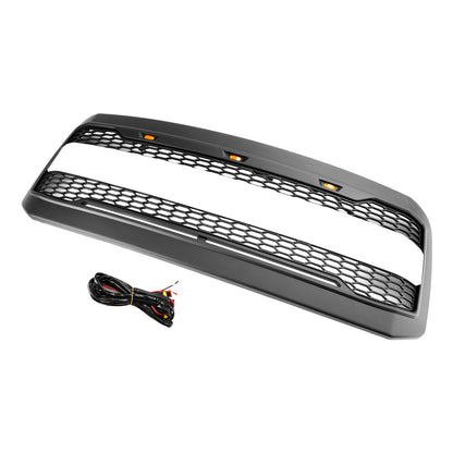 2005 2006 2007 Ford F250 F350 Super Duty Raptor Style Matte Black Grille Front Bumper Replacement Grill With LED Light
