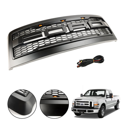 2008-2010 Ford F250 F350 Super Duty Front Bumper Grille Grill w/Lights Generic