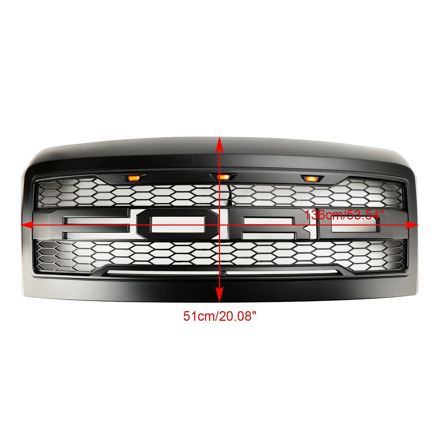 Ford F250 F350 F450 Super Duty 2008-2010 Raptor Style Matte Black Grill Front Bumper Honeycomb Grille With LED Light