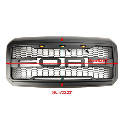 Raptor Grill For 2011-2016 Ford 250 350 450 550 Super Duty Front Bumper Honeycomb Black Grille W/ LED & Letter