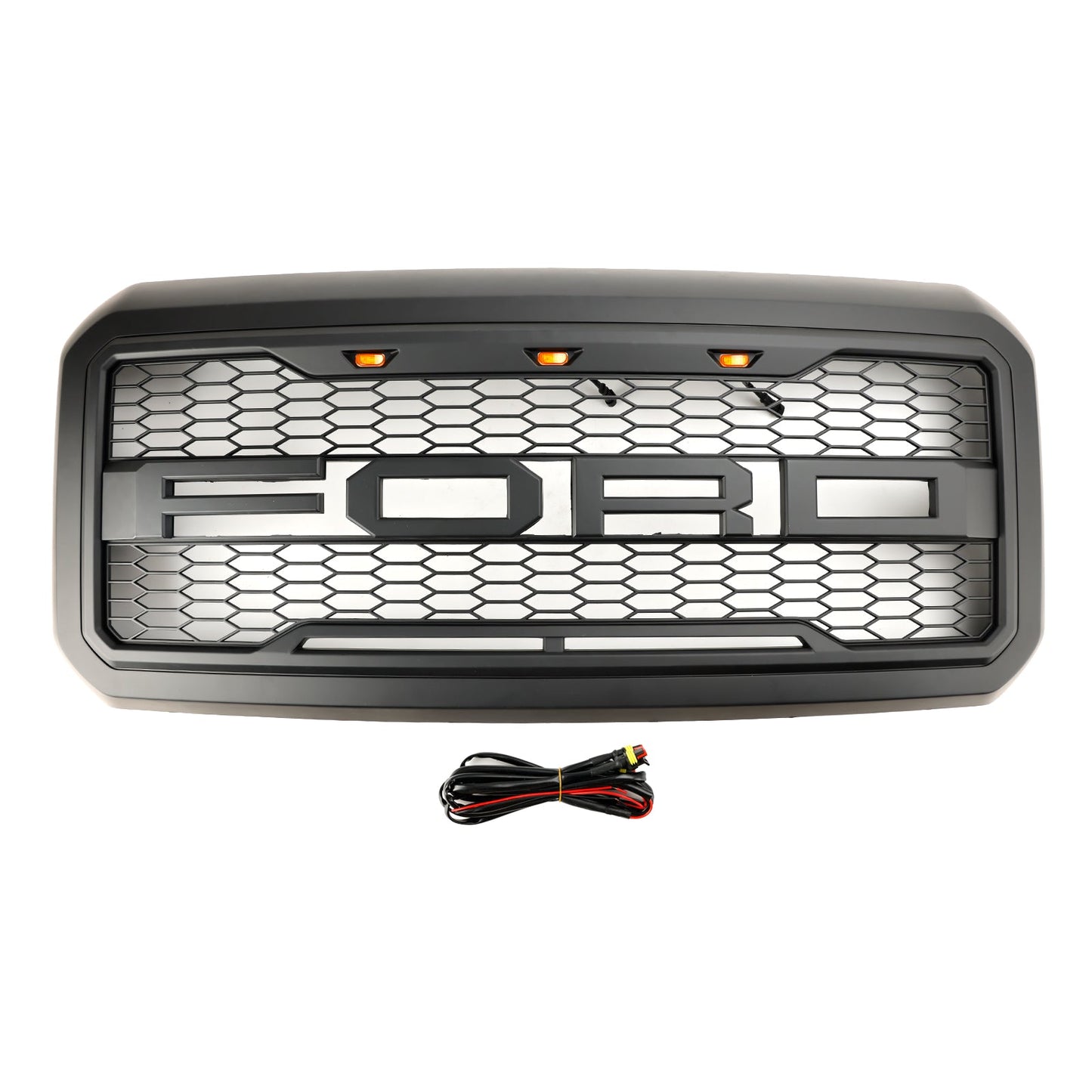 Raptor Grill For 2011-2016 Ford 250 350 450 550 Super Duty Front Bumper Honeycomb Black Grille W/ LED & Letter