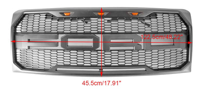 2009-2014 Ford F150 Raptor Style Grille W/ LED Light Front Bumper Matte Black / Glossy Black / Gray Honeycomb Grill