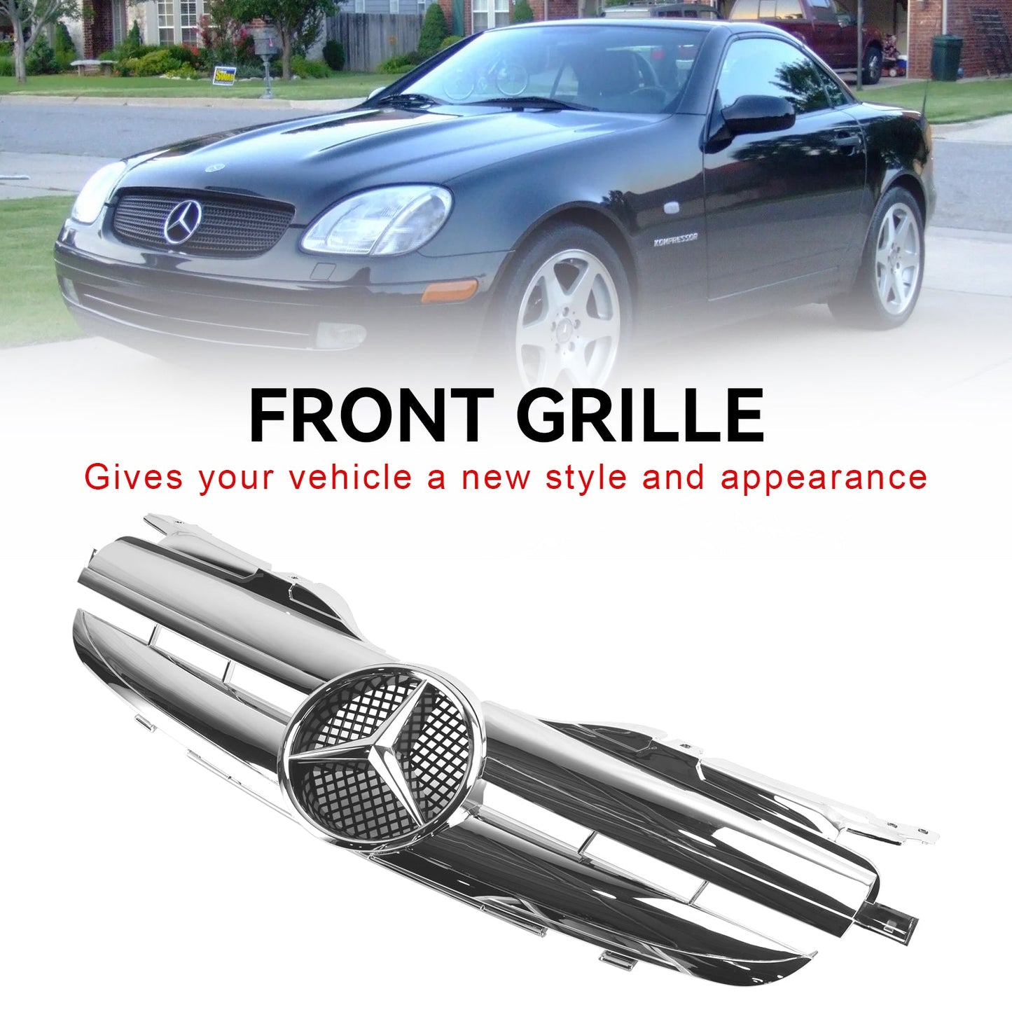 1998-2004 Mercedes Benz SLK-Class R170 SLK320 SLK230 SLK200 Front Bumper Grille Black Grill