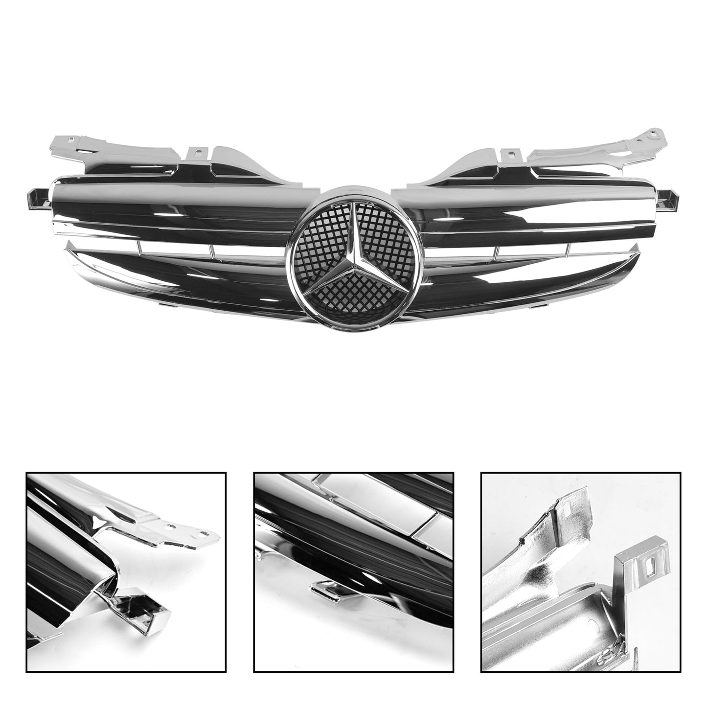 1998-2004 Mercedes Benz SLK-Class R170 SLK320 SLK230 SLK200 Front Bumper Grill Chrome Replacement Grille