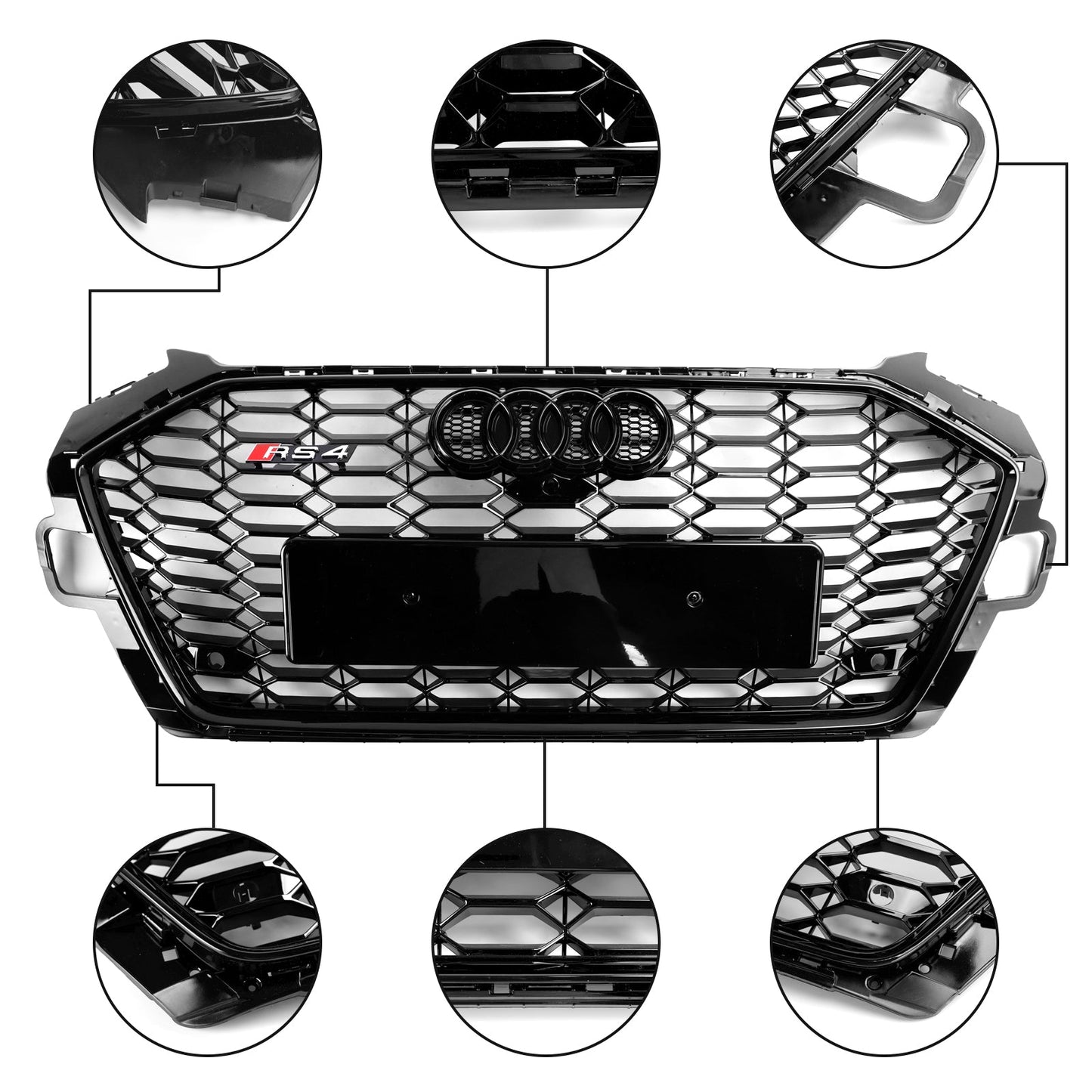 2020-2022 Audi A4 B9.5 A4 S-Line S4 RS4 Style Front Bumper Grill Replacement Black Grille