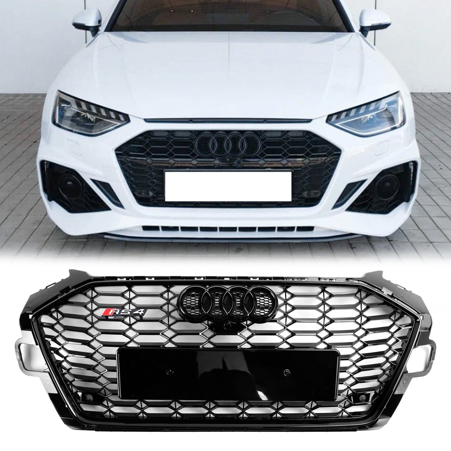 2020-2022 Audi A4 B9.5 A4 S-Line S4 RS4 Style Front Bumper Grill Replacement Black Grille