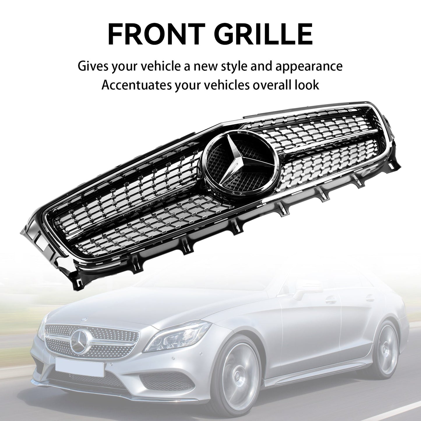 2011-2014 Mercedes Benz CLS W218 C218 X218 CLS250/350/400/500/550 Diamond / AMG Style Grille Front Bumper Black Grill