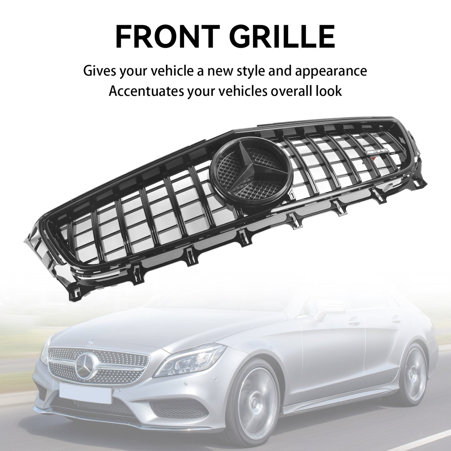 2011-2014 Mercedes Benz CLS-Class W218 C218 X218 AMG Style Front Bumper Grille Black Replacement Grill